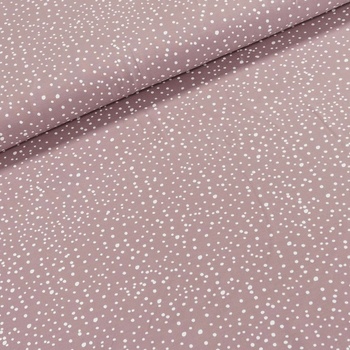 Bavlněný úplet KC1472-012, bílý puntík na starorůžové, š.160cm (látka v metráži)
