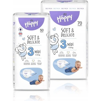 Bella Baby Happy Soft&Delicate 3 Midi 5–9 kg 50 ks