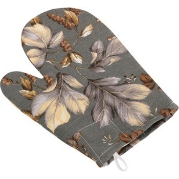 Bellatex Kuchyňská chňapka 28 x 18 cm Listí šedá béžová hnědá