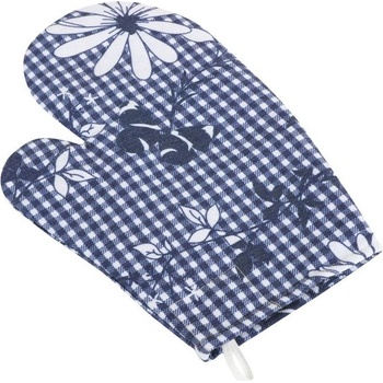 Bellatex Kuchyňská chňapka DITA modrá kostička s květem chňapka 28x18 cm