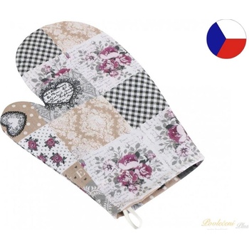 Bellatex Kuchyňská chňapka patchwork love - vínová, šedá, béžová chňapka 28x18 cm