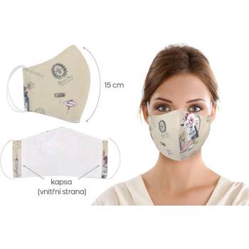 Bellatex Ústní rouška bavlněná na gumičku s vnitřní kapsou garden 15cm