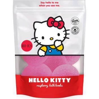BI-ES Hello Kitty Bath bombs raspberry šumivé koule do koupele s vůní maliny 6x55 g