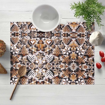 Biante satén prostírání LUP-501 Vánoční perníčky na šedém 35x45cm