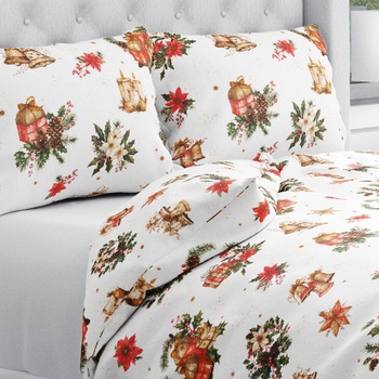 Biante Vánoční bavlna povlečení Sandra SA-515 Vánoční hvězdy a ozdoby na bílém 140x200 70x90