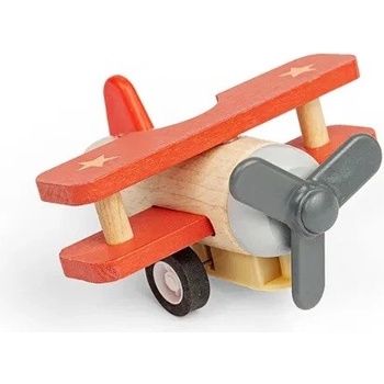 Bigjigs Toys natahovací letadlo Dvouplošník červený