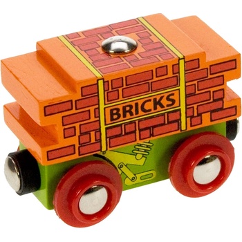 Bigjigs Vagon s cihlami + 2 koleje