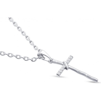 Biju Řetízek z chirurgické oceli klasický s přívěskem, proplétaný křížek se zirkony 3001925