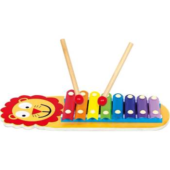 BINO Baby xylofon Lvíček 8 kláves 32cm duhový kov