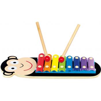 BINO Baby xylofon Opička 8 kláves 33cm duhový kov