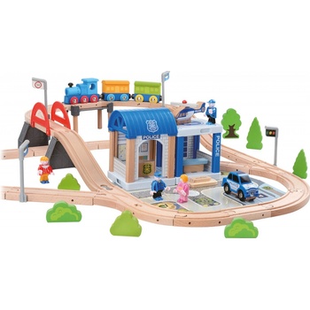 Bino Dřevená vláčkodráha s mostem 90ks