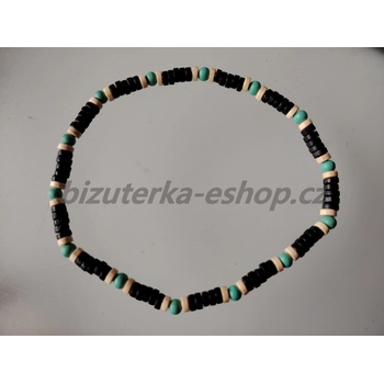 Bizuterka-eshop.cz dřevěné korále na krk černo smetanovo modré BZ-07072