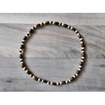 Bizuterka-eshop.cz dřevěné korálky na krk hnědo smetanovo černé BZ-07032