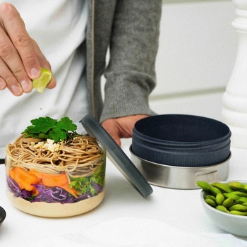 Black + Blum cestovní sada s vnitřní skleněnou miskou Glass Lunch Bowl slate