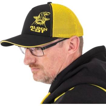 Black Cat Kšiltovka Black and Yellow Trucker Cap