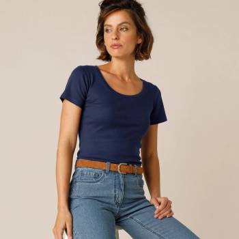 Blancheporte Jednobarevné tričko s krátkými rukávy bio bavlna námořnická modrá