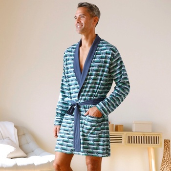 Blancheporte krátký župan s potiskem modrá/zelená