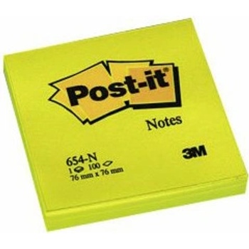 Bloček samolepicí 3M Post-it 654-NY, 76x76 mm, žlutý, 100 lístků