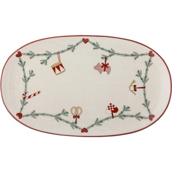 Bloomingville Servírovací talíř Yule Nature Oval 38,5 cm červená