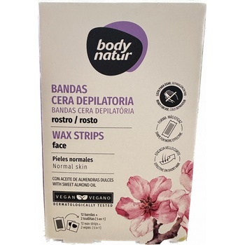 Body natur epilační voskové pásky obličej olej ze sladkých mandlí 12ks