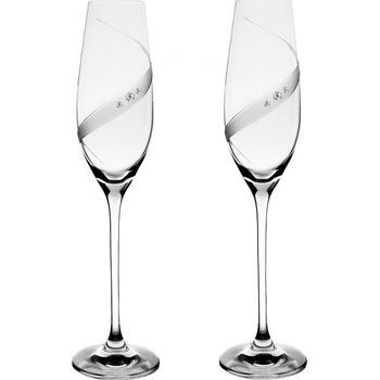 BOHEMIA CRYSTAL sekt flétny přátelská souprava Line Exclusive Swarovski 2 x 210 ml