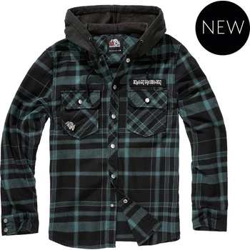 Brandit košile Iron Maiden checkshirt sweathood Eddy černo-zelená