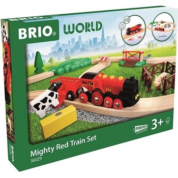 BRIO Herní sety 36029 Vlaková sada s mohutnou červenou akční lokomotivou