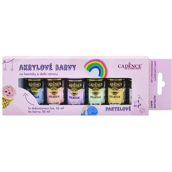 Cadence akrylové barvy na kamínky sada 6 pastelových barev + akrylový lak 25 ml