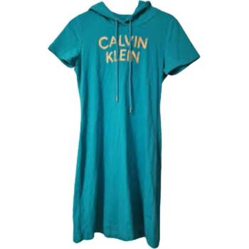 Calvin Klein dámské tričkové šaty s kapucí zelené