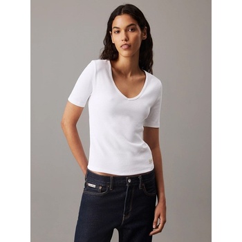 Calvin Klein dámské žebrované tričko s logem bílé