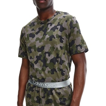 Calvin Klein pánské tričko Lounge NM2192E UY4 Vojenský vzor zelený
