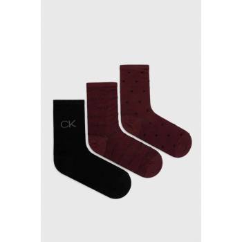 Calvin Klein ponožky 3-pack dámské vínová