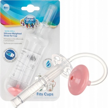 Canpol babies náhradní slámka se závažím k hrnečku růžová