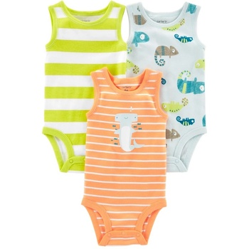 CARTER'S Body bez rukávů Stripes Animals kluk 3ks