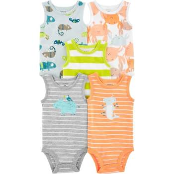 CARTER'S Body bez rukávů Stripes Animals kluk 5ks
