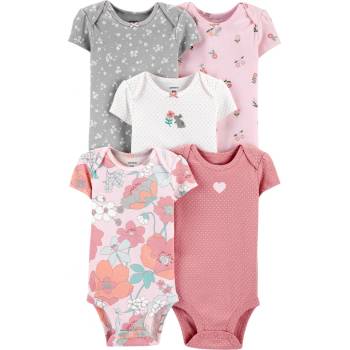 CARTER'S Body krátký rukáv Floral Pink dívka LBB 5ks