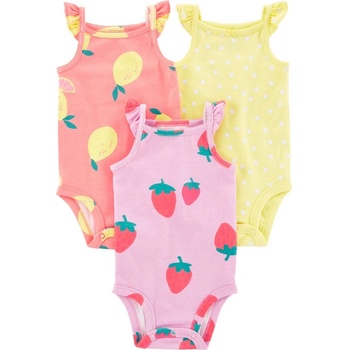 CARTER'S Body na ramínka Dots Fruit holka 3ks