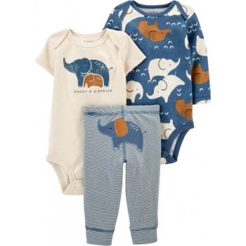 Carter's Set 3dílný body dl. rukáv body kr. rukáv tepláky Blue Elephant chlapec