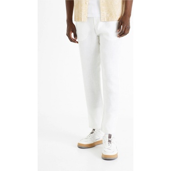 Celio pánské lněné kalhoty Dolinus Bílé