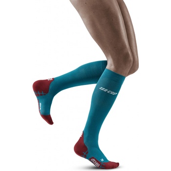 CEP dámské běžecké kompresní podkolenky 4.0 petrol / dark red