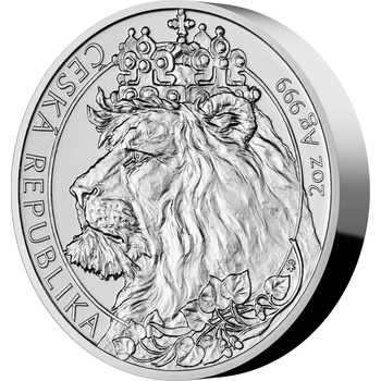Česká mincovna Stříbrná dvouuncová mince Český lev stand 62,2 g