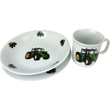 Český porcelán Dětská jídelní souprava Traktor nový 3 dílná