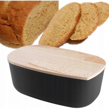 Chlebník s deskou Practic béžový, černý plast