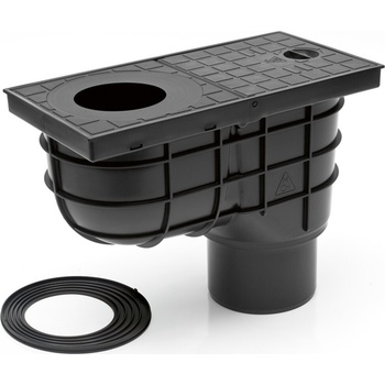 Chuděj Okapová vpusť spodní DN110 pro svod 75/80/90/100/110/125 mm 325 E černá