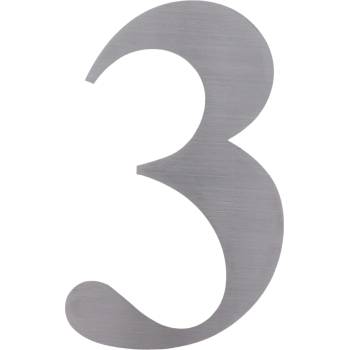 Číslo domovní 3, s 3M páskou, broušená nerez AISI304