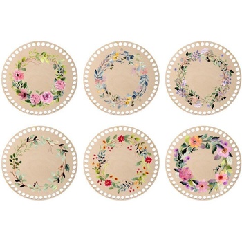 ČistéDřevo Dřevěné podtácky k obháčkování jarní věnce 10cm