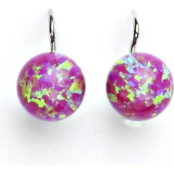 Čištín Stříbrné náušnice růžový opál 10 mm - NK 1298