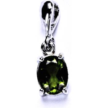 Čištín Stříbrný přívěšek s přírodním Vltavínem 9x7 mm, přírodní vltavín, P 1244/22