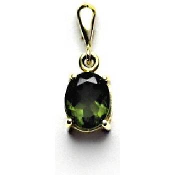 Čištín Zlatý přívěsek přírodní vltavín žluté i bílé zlato P 1244 22