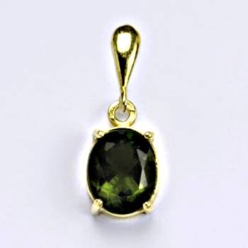 Čištín Zlatý přívěšek s přírodním vltavínem ,žluté i bílé zlato P 1242 22